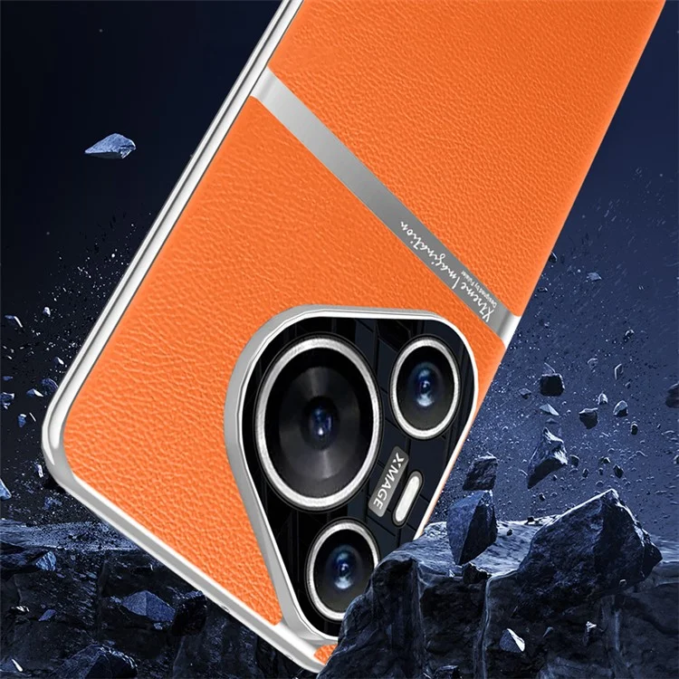 Pour Huawei Pura 70 Étui de téléphone portable Étui en cuir PU amortissant les chocs - Orange