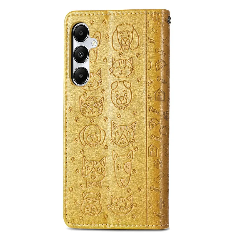 Para Samsung Galaxy A55 5G Magnetic Phone Case Leather Drop-proof Cover with Wrist Strap - Amarelo