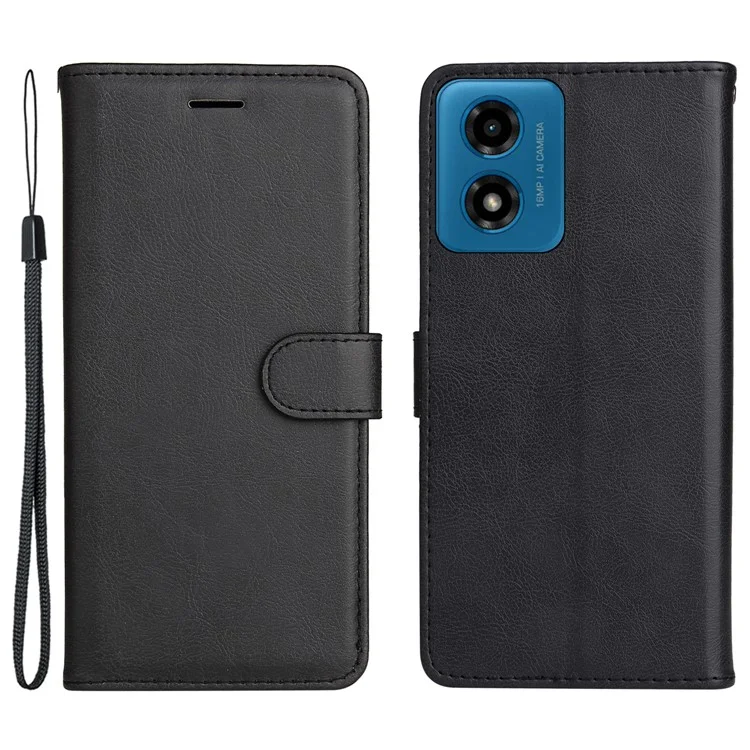 KT Leather Series-2 per Motorola Moto E14 4G / G04 4G / G04s 4G / G24 4G Custodia in pelle di colore solido con slot per schede Custodia per telefono - Nero