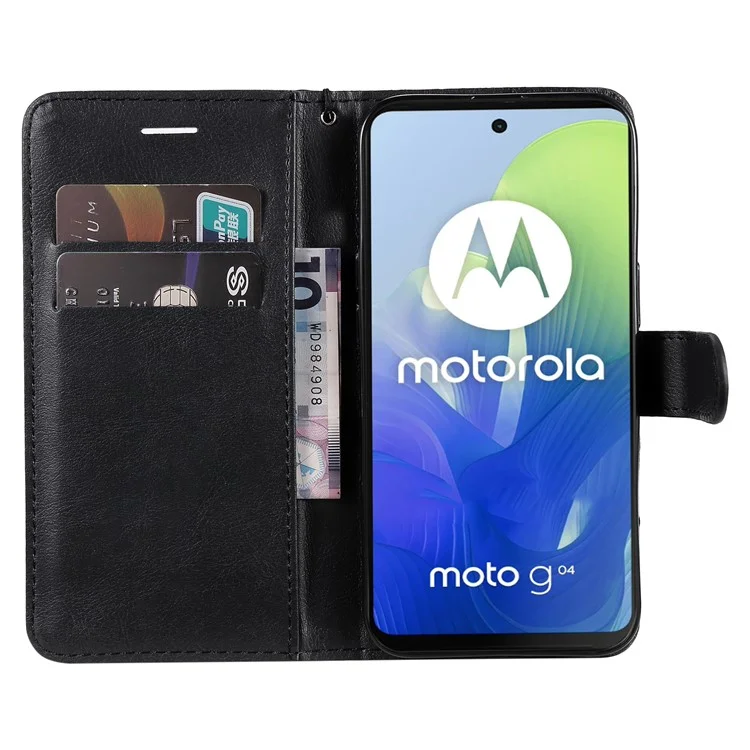 KT Leather Series-2 per Motorola Moto E14 4G / G04 4G / G04s 4G / G24 4G Custodia in pelle di colore solido con slot per schede Custodia per telefono - Nero