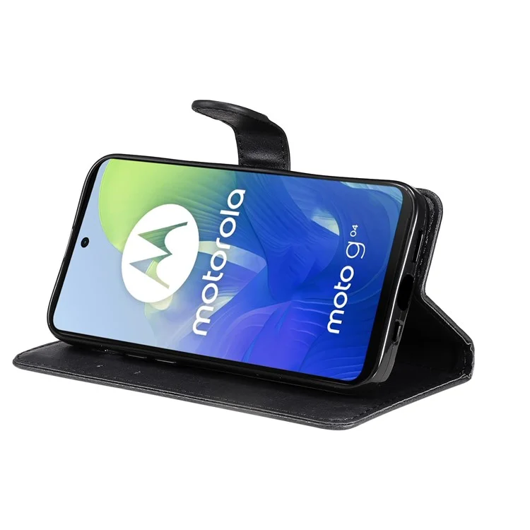KT Leather Series-2 per Motorola Moto E14 4G / G04 4G / G04s 4G / G24 4G Custodia in pelle di colore solido con slot per schede Custodia per telefono - Nero