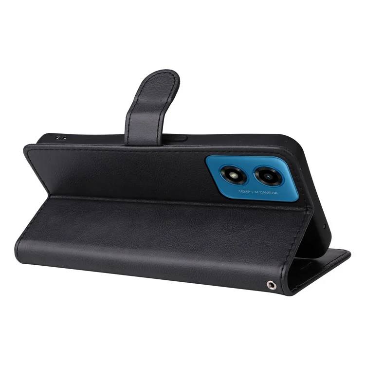 KT Leather Series-2 per Motorola Moto E14 4G / G04 4G / G04s 4G / G24 4G Custodia in pelle di colore solido con slot per schede Custodia per telefono - Nero