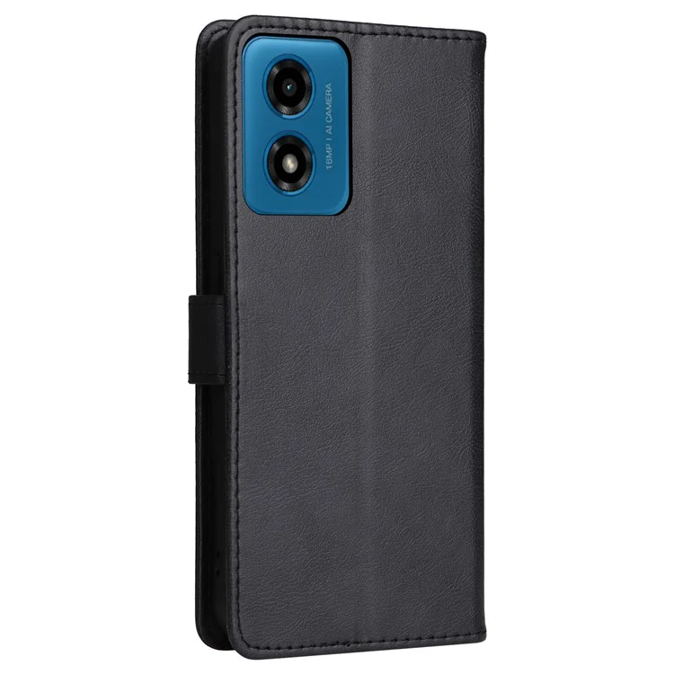 KT Leather Series-2 per Motorola Moto E14 4G / G04 4G / G04s 4G / G24 4G Custodia in pelle di colore solido con slot per schede Custodia per telefono - Nero