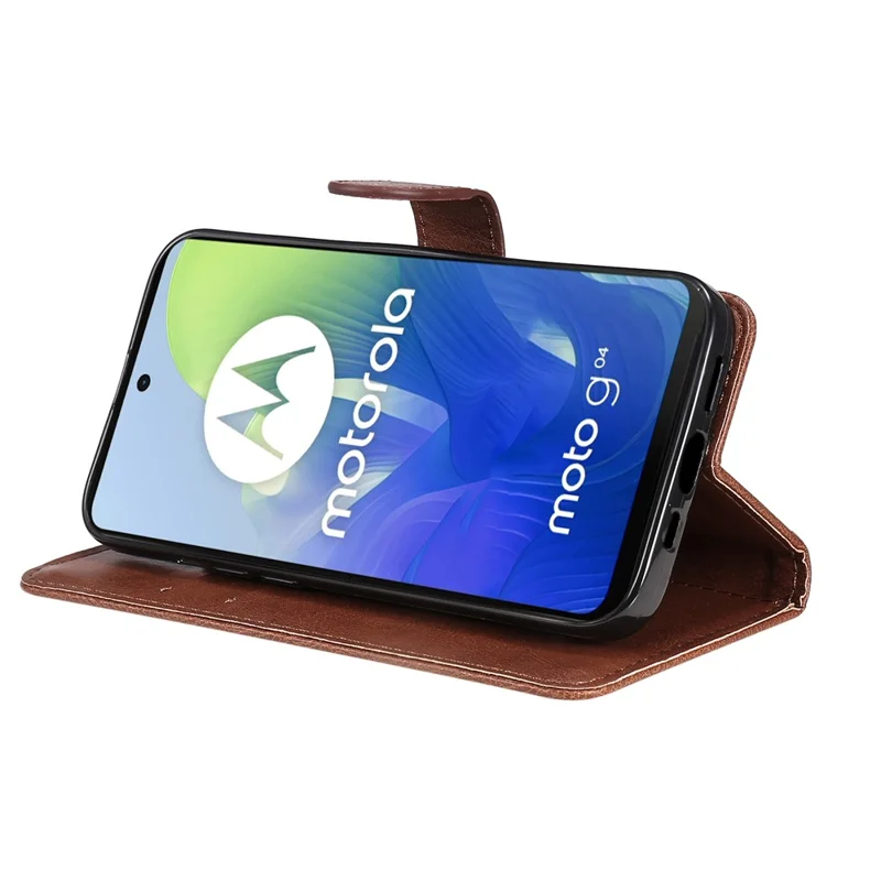 KT Leather Series-2 per Motorola Moto E14 4G / G04 4G / G04s 4G / G24 4G Custodia Colore Solido in Pelle con Slot per Schede Copertura Telefonica - Marrone