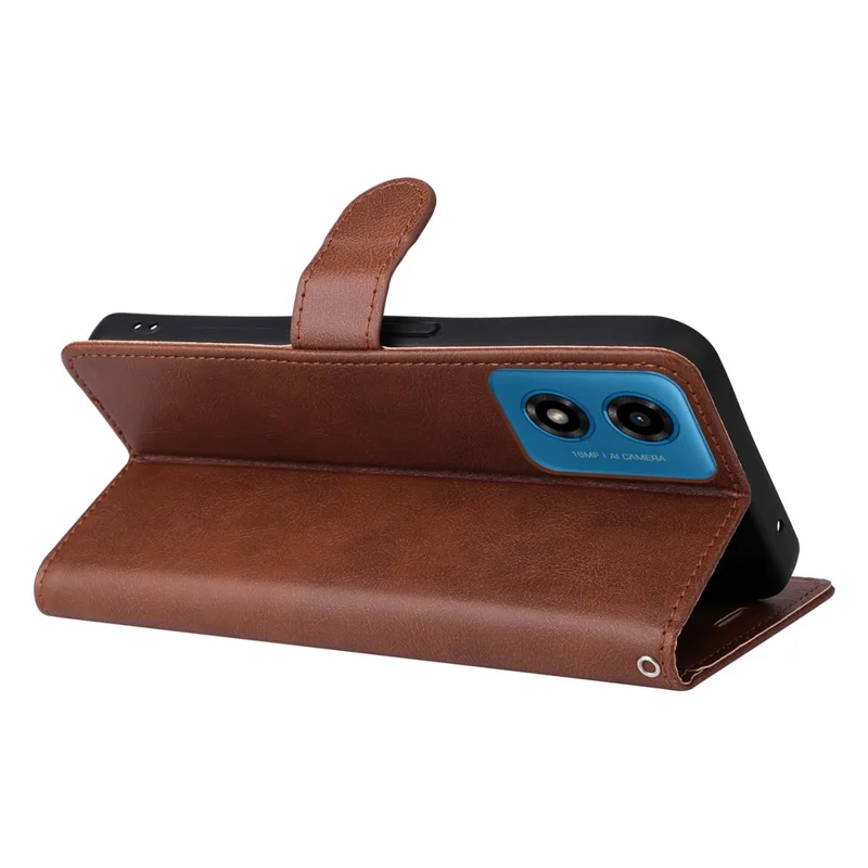KT Leather Series-2 per Motorola Moto E14 4G / G04 4G / G04s 4G / G24 4G Custodia Colore Solido in Pelle con Slot per Schede Copertura Telefonica - Marrone