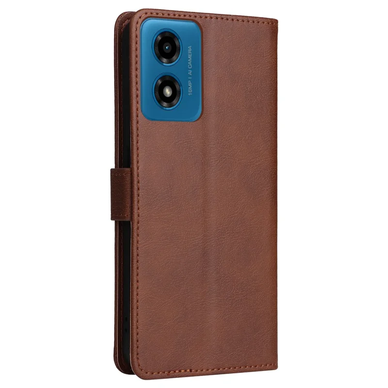 KT Leather Series-2 per Motorola Moto E14 4G / G04 4G / G04s 4G / G24 4G Custodia Colore Solido in Pelle con Slot per Schede Copertura Telefonica - Marrone