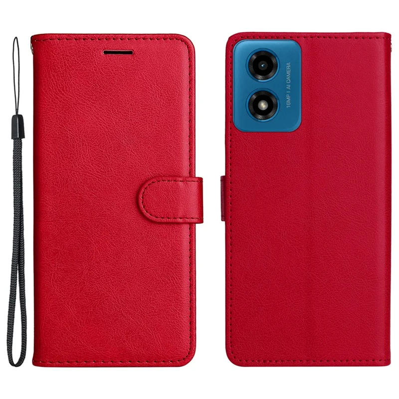 KT Leather Series-2 para Motorola Moto E14 4G / G04 4G / G04s 4G / G24 4G Capa de Cartão de Couro de Cor Sólida - Vermelho