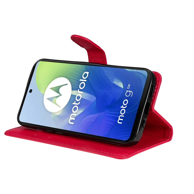 KT Leather Series-2 para Motorola Moto E14 4G / G04 4G / G04s 4G / G24 4G Capa de Cartão de Couro de Cor Sólida - Vermelho
