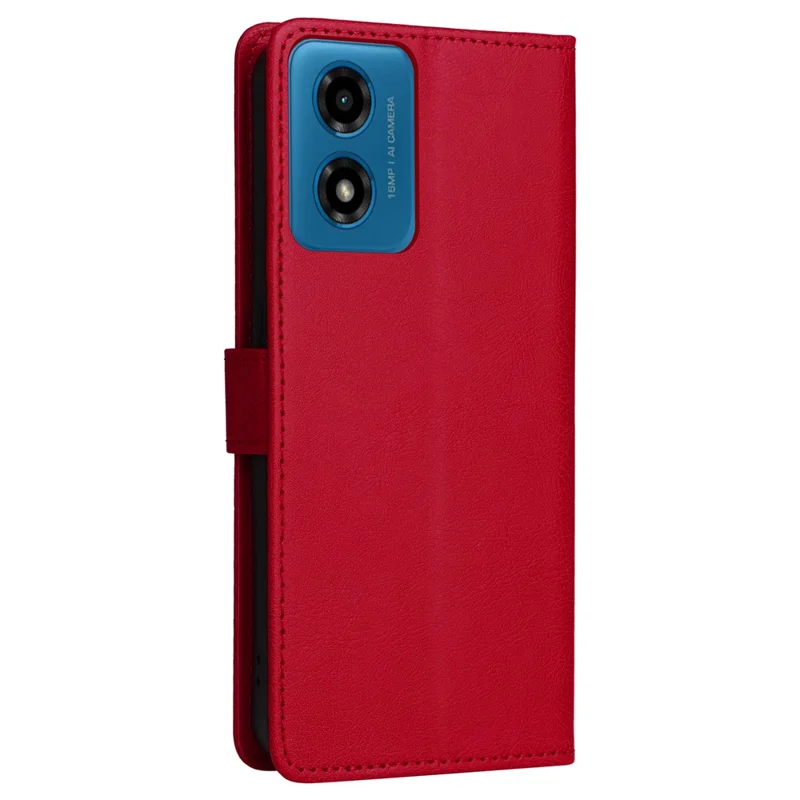KT Leather Series-2 para Motorola Moto E14 4G / G04 4G / G04s 4G / G24 4G Capa de Cartão de Couro de Cor Sólida - Vermelho