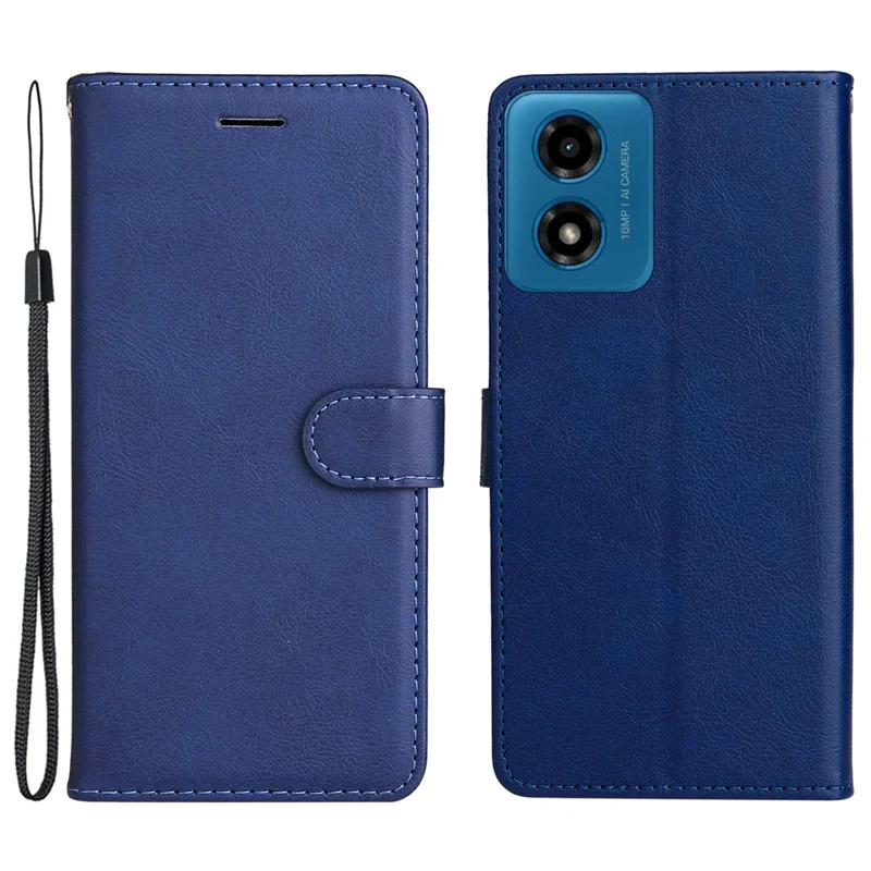 KT Leather Series-2 para Motorola Moto E14 4G / G04 4G / G04s 4G / G24 4G Capa de Couro de Cor Sólida com Slots para Cartões - Azul
