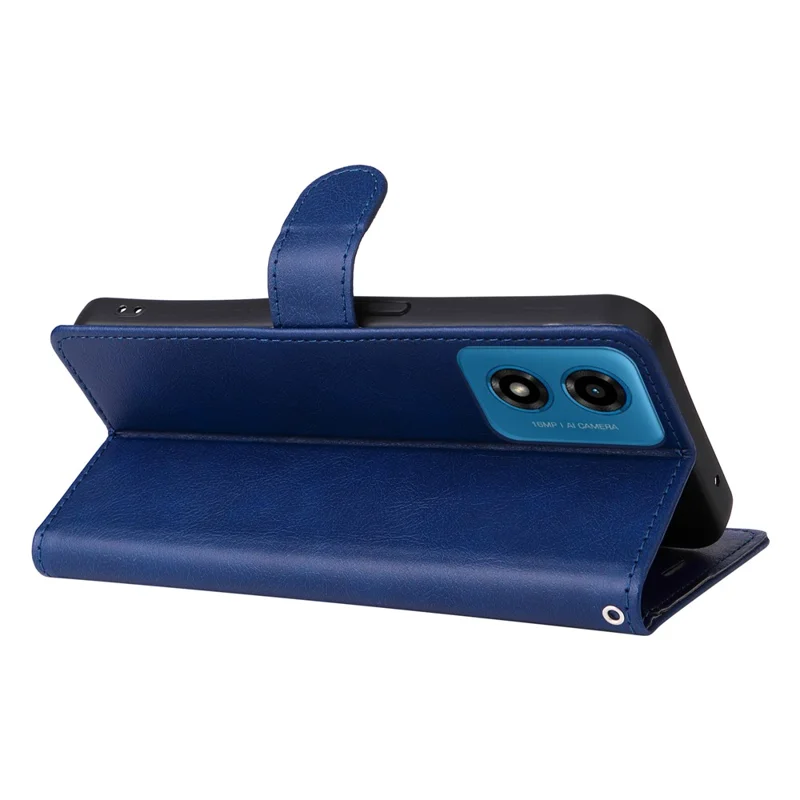 KT Leather Series-2 para Motorola Moto E14 4G / G04 4G / G04s 4G / G24 4G Capa de Couro de Cor Sólida com Slots para Cartões - Azul