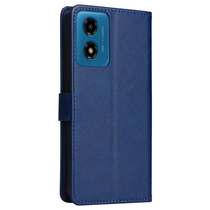 KT Leather Series-2 para Motorola Moto E14 4G / G04 4G / G04s 4G / G24 4G Capa de Couro de Cor Sólida com Slots para Cartões - Azul