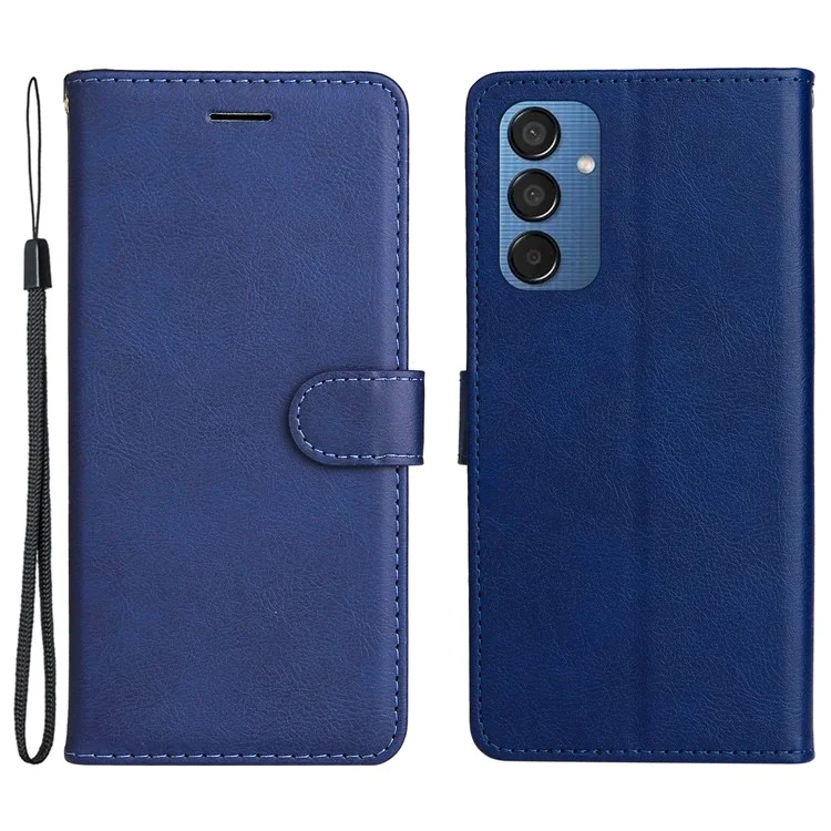 KT Leather Series-2 para Samsung Galaxy M15 5G Case Solid Color Leather Folio Phone Cover - Azul