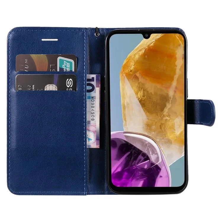 KT Leather Series-2 para Samsung Galaxy M15 5G Case Solid Color Leather Folio Phone Cover - Azul
