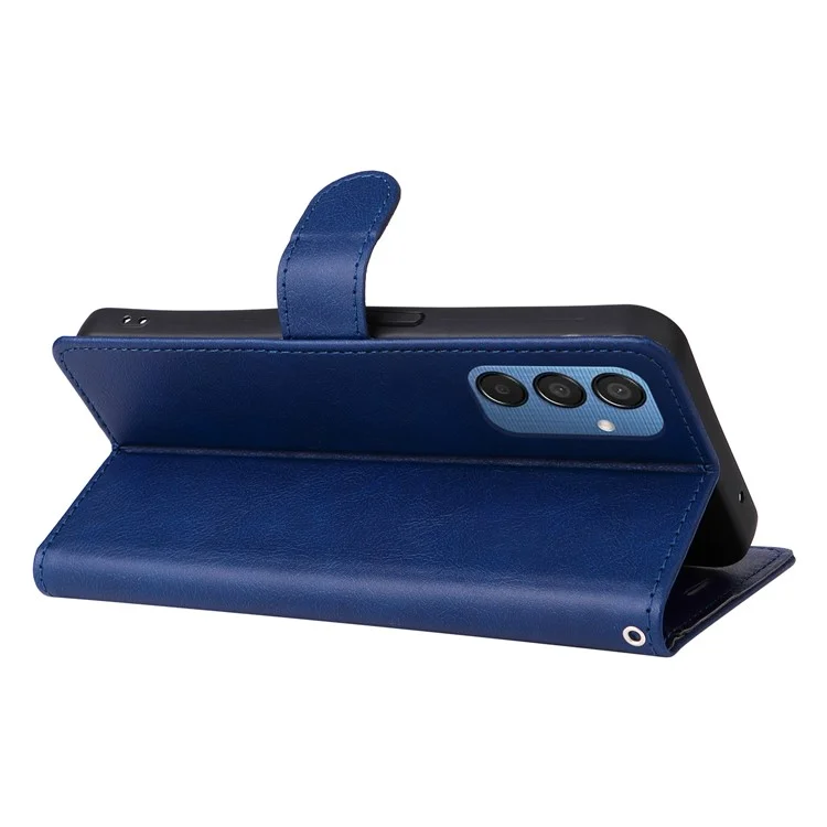 KT Leather Series-2 para Samsung Galaxy M15 5G Case Solid Color Leather Folio Phone Cover - Azul