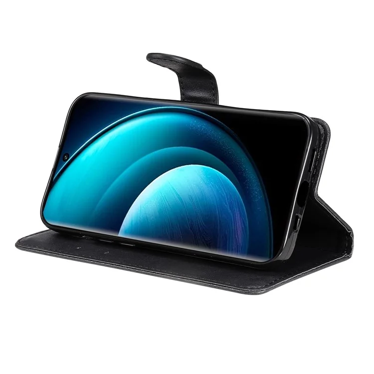 KT Leather Series-2 para vivo X100 Pro 5G Capa Magnética de Couro Caso Carteira de Telefone - Preto