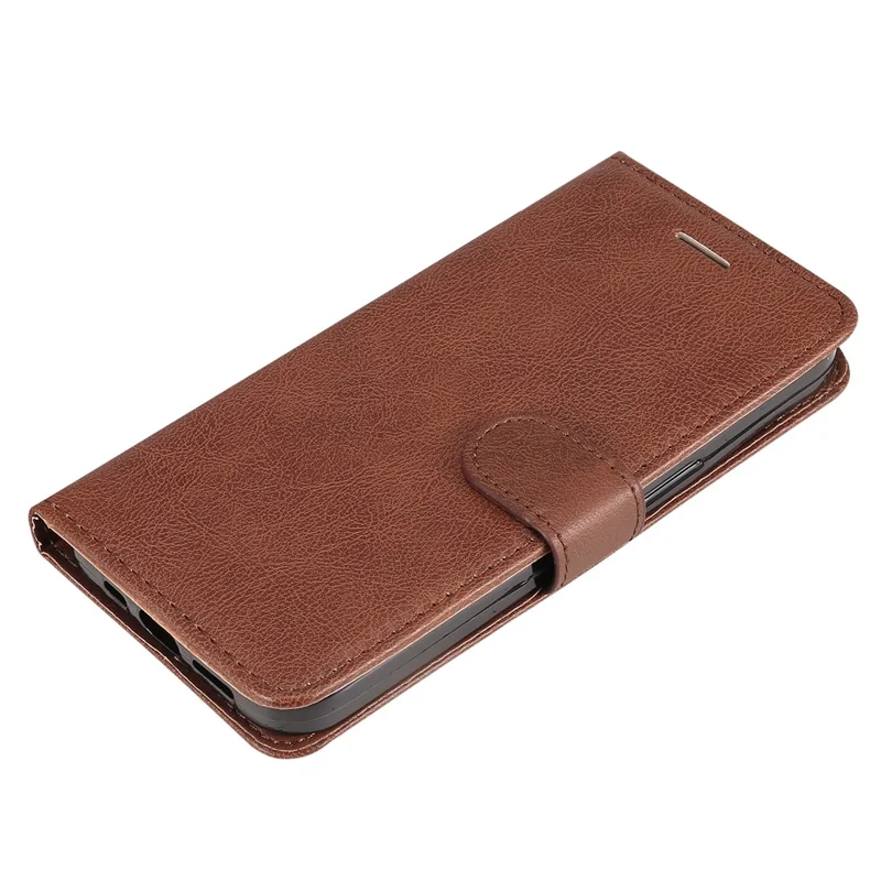 For Samsung Galaxy Xcover7 Case Solid Color Leather Mobile Cover Wallet Stand with Strap - Brown