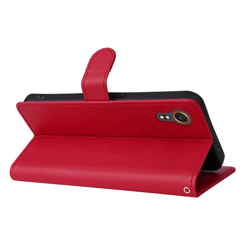 KT Leather Series-2 para Capa de Telefone Samsung Galaxy Xcover7 Cor Sólida Couro - Vermelho