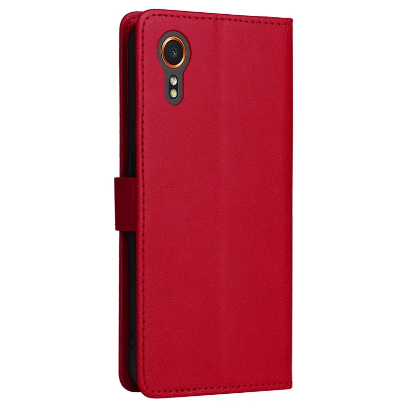 KT Leather Series-2 para Capa de Telefone Samsung Galaxy Xcover7 Cor Sólida Couro - Vermelho