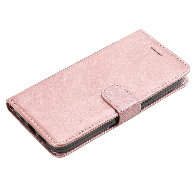 For Samsung Galaxy Xcover7 Case Solid Color Leather Mobile Cover Wallet Stand with Strap - Rose Gold