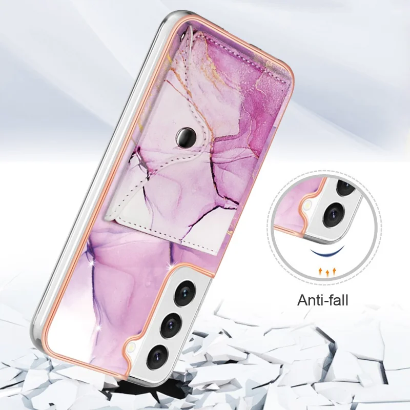 YB Leather Coating Series-9 para Samsung Galaxy S23+ Kickstand Case PU+TPU IMD Capa de Telefone com Slot para Cartão - 001 Roxo