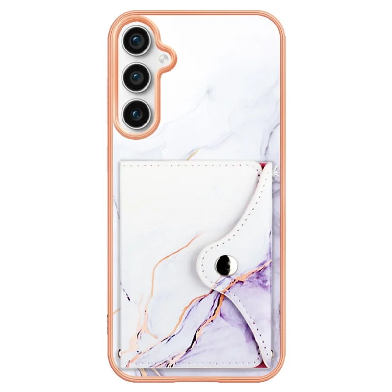 YB Leather Coating Series-9 for Samsung Galaxy S23 FE Card Slot Case PU+TPU IMD Kickstand Phone Cover - 01 Purple