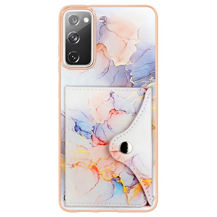 Serie de revestimiento de cuero YB-9 para Samsung Galaxy S20 FE / S20 FE 5G / S20 FE 2022 / S20 Lite Funda de teléfono IMD Leather+TPU - 004 Mármol Blanco