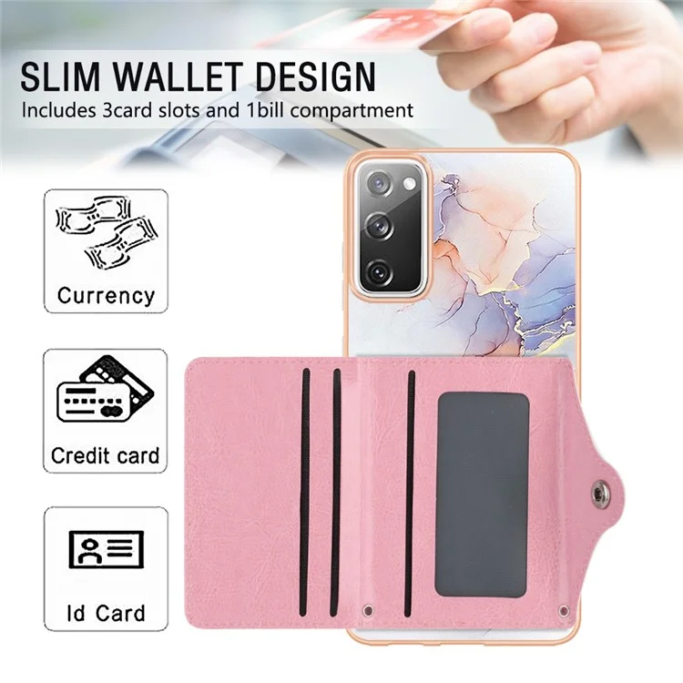 Serie de revestimiento de cuero YB-9 para Samsung Galaxy S20 FE / S20 FE 5G / S20 FE 2022 / S20 Lite Funda de teléfono IMD Leather+TPU - 004 Mármol Blanco