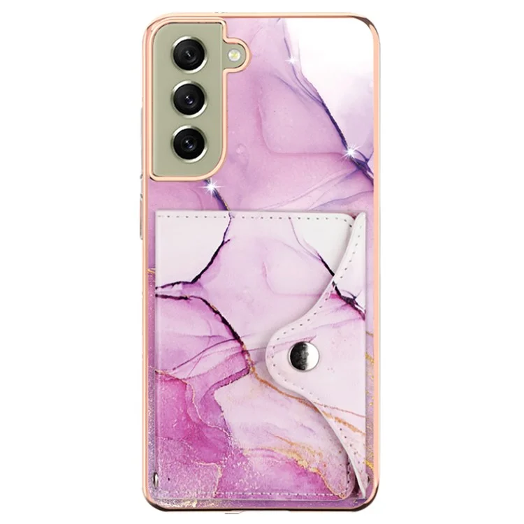 Série de revêtement en cuir YB-9 pour étui Samsung Galaxy S21 FE 5G IMD Pattern Card Holder Phone Back Cover - 001 Violet