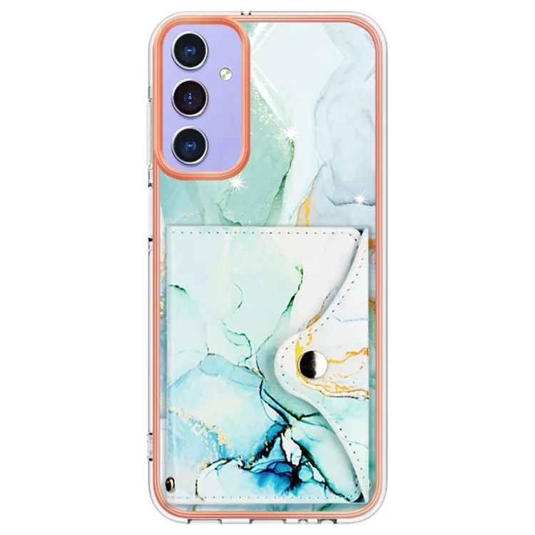 Кожаное покрытие YB Series-9 для чехла Samsung Galaxy A15 5G с отделениями для карт IMD Marble Pattern Phone Cover - 003 Green
