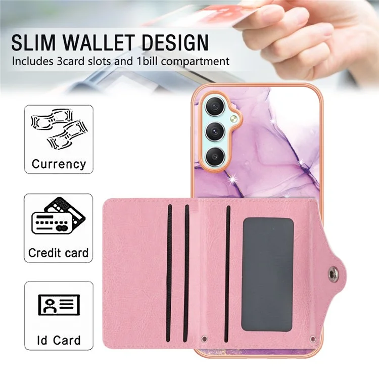 YB Leather Coating Series-9 für Samsung Galaxy A25 5G (Global) (161,0 x 76,5 x 8,3 mm) Case Leder+TPU Anit-Fall Handyhülle - 001 Lila