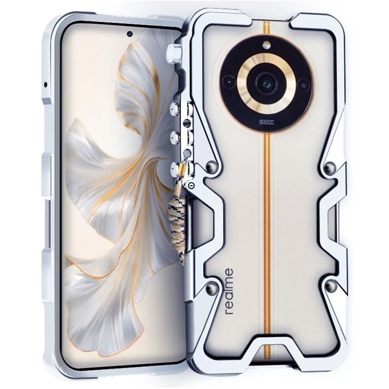 Pour Realme 11 Pro+ 5G / 11 Pro 5G / 12 Pro 5G / 12 Pro+ 5G / 12 Pro Ultra Étui de téléphone Alliage d'aluminium Bras mécanique Dissipation de chaleur Shell - Argent