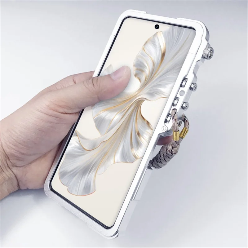 For Realme 12 4G / 12+ 5G Case Aluminium Alloy Phone Frame Protective Cover Mechanical Arm - Silver