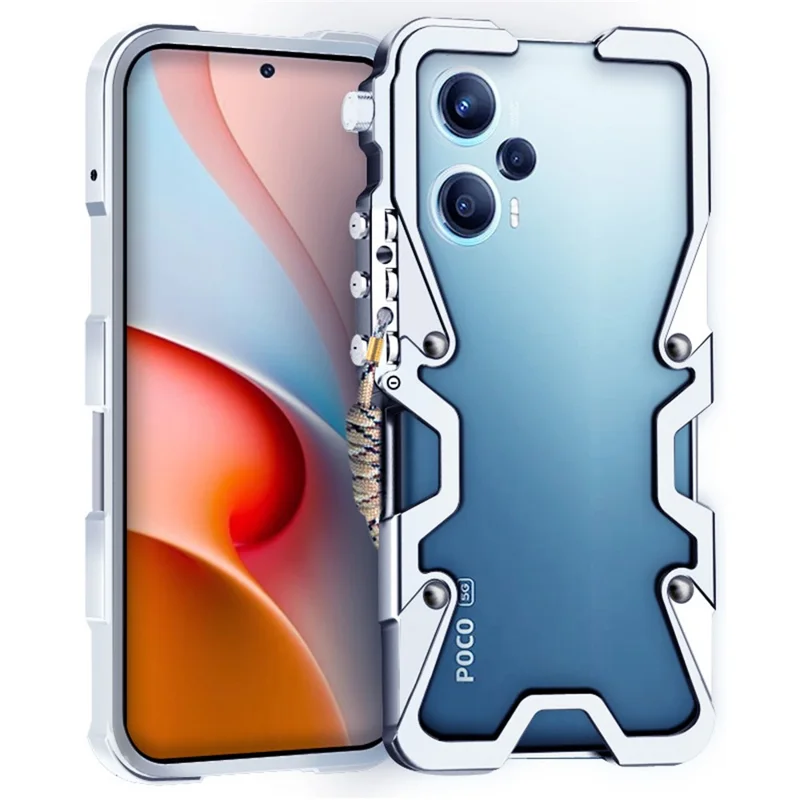 For Xiaomi Poco F5 5G / Redmi Note 12 Turbo Case Aluminium Alloy Heavy Duty Shockproof Cover - Silver