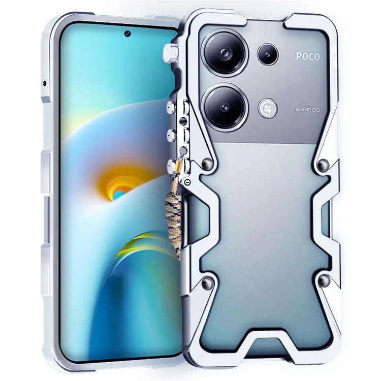 For Xiaomi Redmi Note 13 Pro 4G / Poco M6 Pro 4G Aluminium Alloy Phone Case with Mechanical Arm - Silver