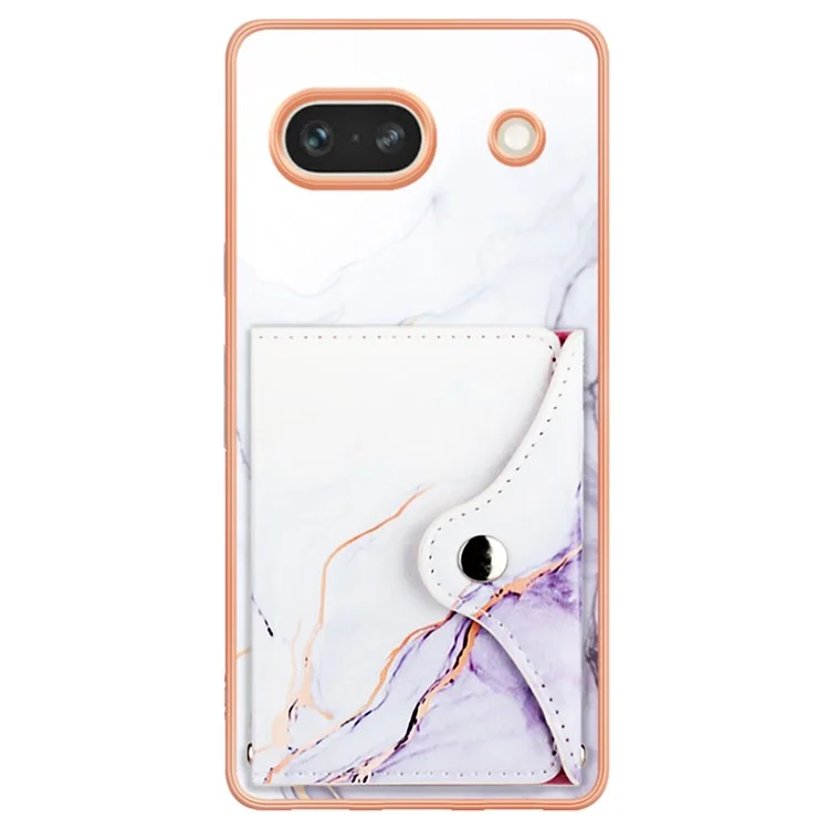 YB Leather Coating Series-9 for Google Pixel 7a Case IMD Pattern Leather+TPU Multifunctional Shell Cover - 006 White Purple