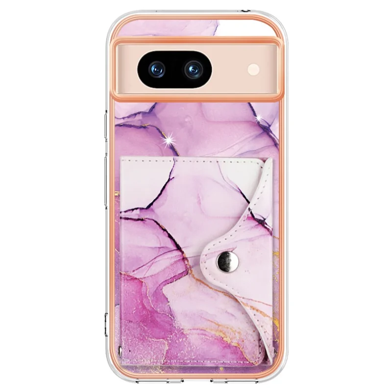 YB Leather Coating Series-9 para Funda de Google Pixel 8a, Patrón IMD, Soporte para Tarjetas, Funda de Teléfono - 001 Púrpura