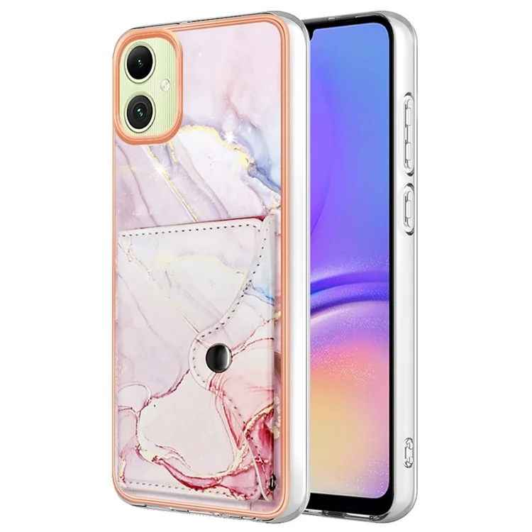 YB Leather Coating Series-9 for Samsung Galaxy A05 4G Case PU Leather+TPU Phone Cover with Card Bag - 005 Rose Gold