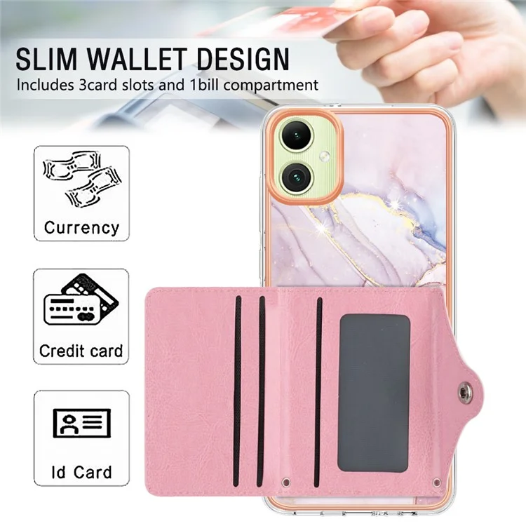 YB Leather Coating Series-9 for Samsung Galaxy A05 4G Case PU Leather+TPU Phone Cover with Card Bag - 005 Rose Gold