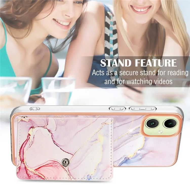 YB Leather Coating Series-9 for Samsung Galaxy A05 4G Case PU Leather+TPU Phone Cover with Card Bag - 005 Rose Gold