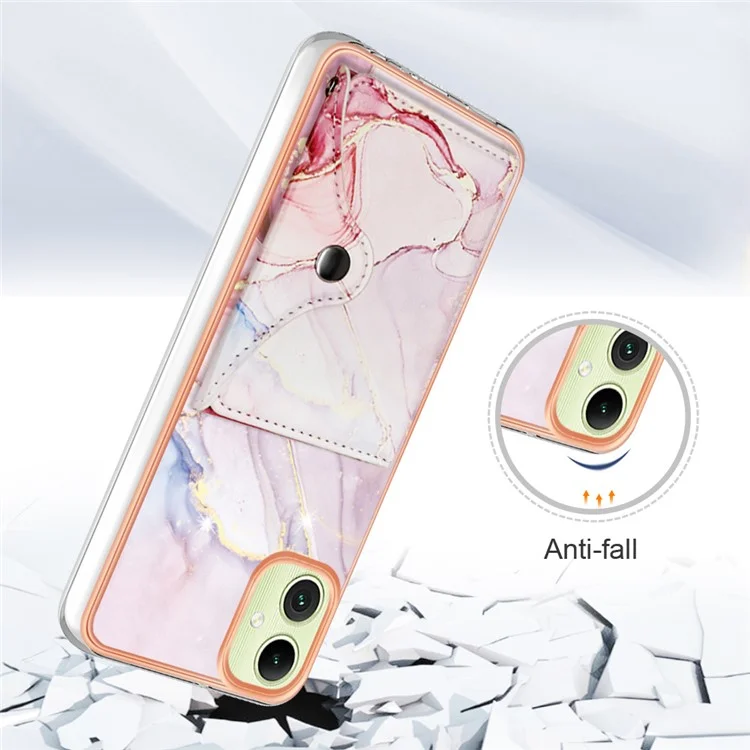 YB Leather Coating Series-9 for Samsung Galaxy A05 4G Case PU Leather+TPU Phone Cover with Card Bag - 005 Rose Gold