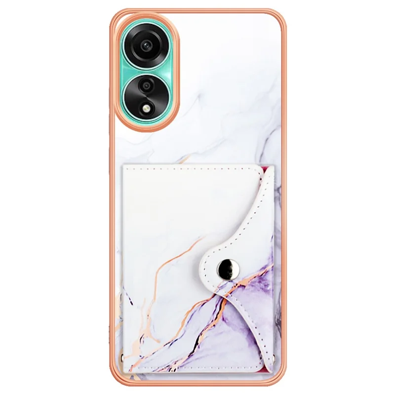 YB Leather Coating Series-9 for Oppo A78 4G Case IMD Pattern Card Slot Phone Shell - 006 White Purple