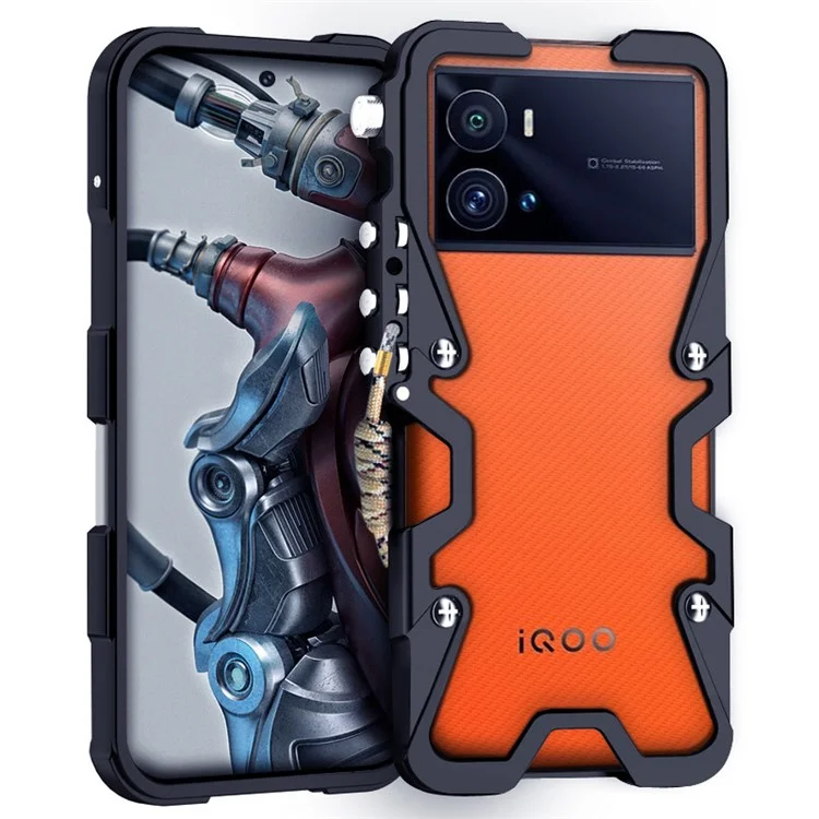 Per vivo iQOO 9 / 9 Pro / 10 5G / 10 Pro 5G Custodia in lega di alluminio Tough Armour Cover per telefono - Nero