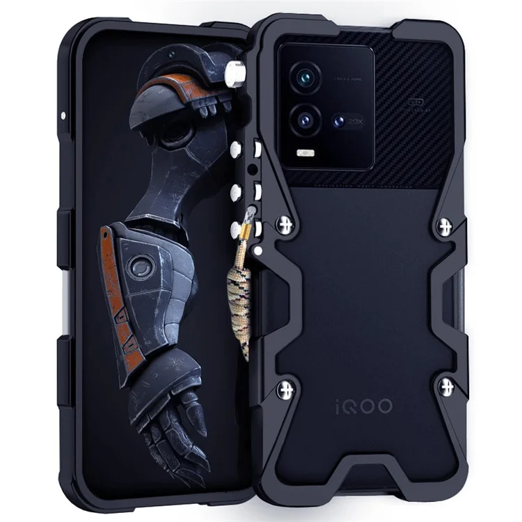 Per vivo iQOO 9 / 9 Pro / 10 5G / 10 Pro 5G Custodia in lega di alluminio Tough Armour Cover per telefono - Nero