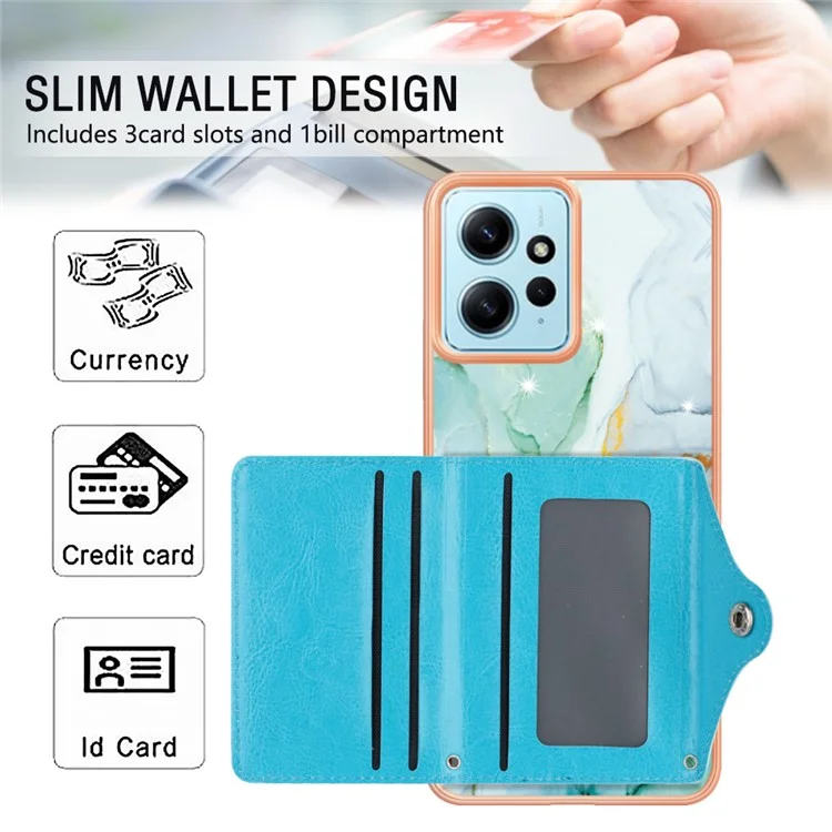 YB Leather Coating Series-9 para Xiaomi Redmi Note 12 4G IMD Case Leather+TPU Kickstand Phone Cover - 003 Verde