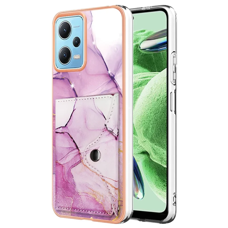 YB Leather Coating Series-9 for Xiaomi Redmi Note 12 5G (Global) Case Kickstand IMD Card Slot PU+TPU Cover - 001 Purple