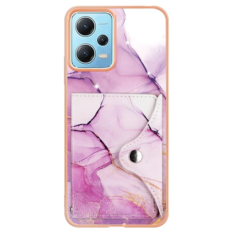 YB Leather Coating Series-9 for Xiaomi Redmi Note 12 5G (Global) Case Kickstand IMD Card Slot PU+TPU Cover - 001 Purple