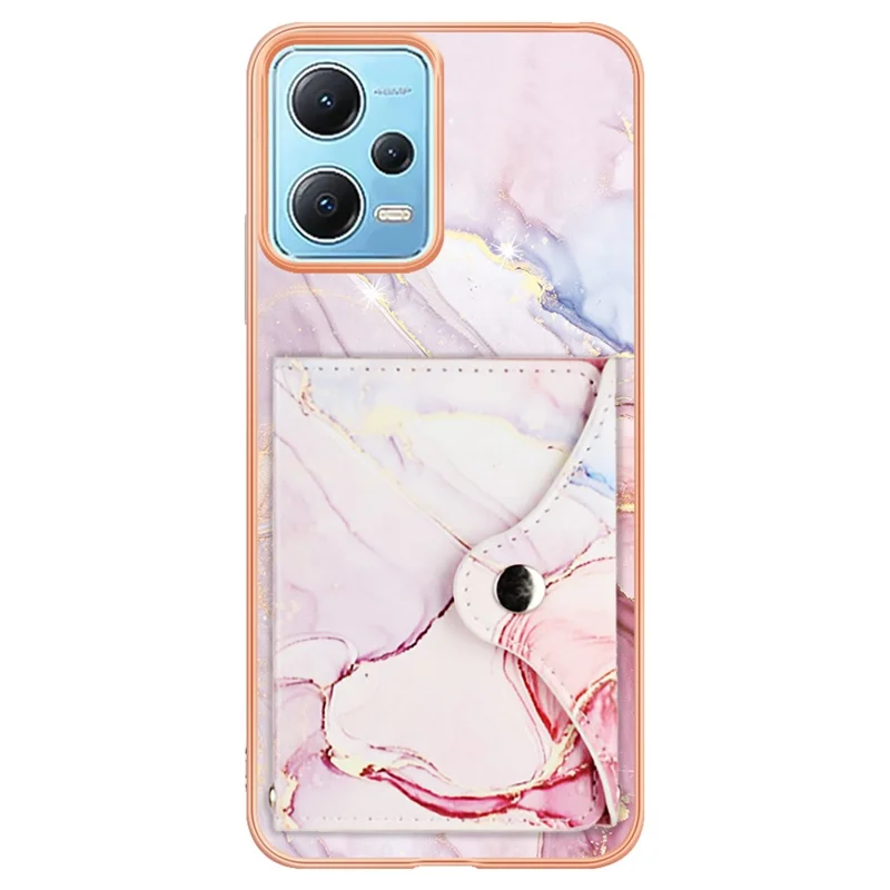 Serie di rivestimenti in pelle YB-9 per Xiaomi Redmi Note 12 5G (Global) Custodia Kickstand IMD Slot per schede PU+TPU Cover - 005 Rose Gold