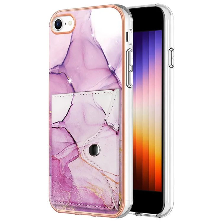 Serie de revestimiento de cuero YB-9 para iPhone SE (2022) / SE (2020) / 7 de 4,7 pulgadas / Funda de teléfono con soporte IMD Back Cover - 001 Púrpura