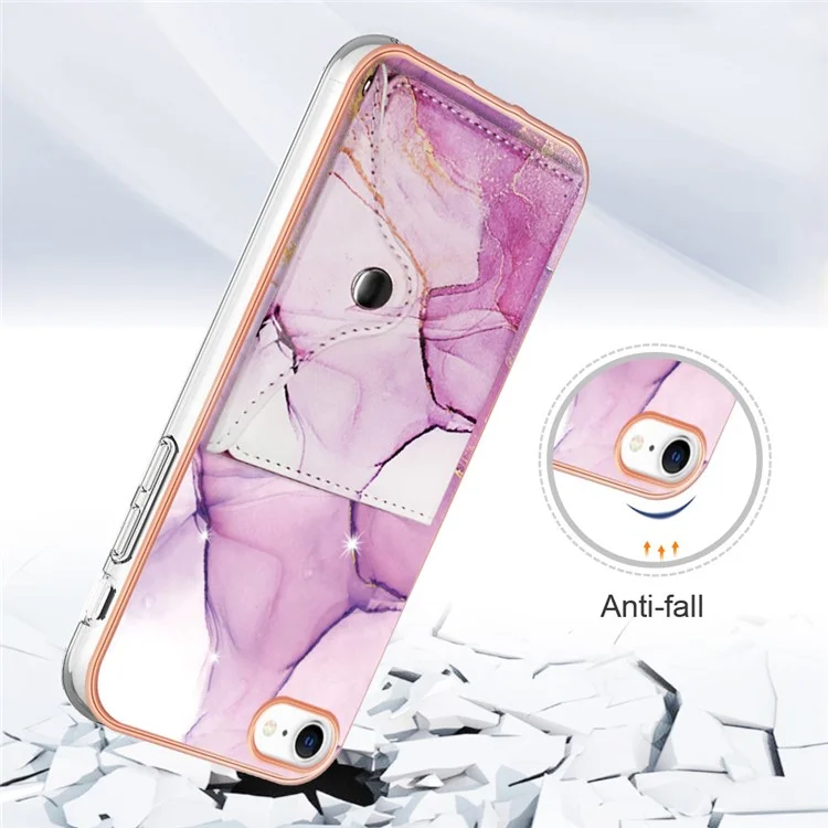 Serie de revestimiento de cuero YB-9 para iPhone SE (2022) / SE (2020) / 7 de 4,7 pulgadas / Funda de teléfono con soporte IMD Back Cover - 001 Púrpura